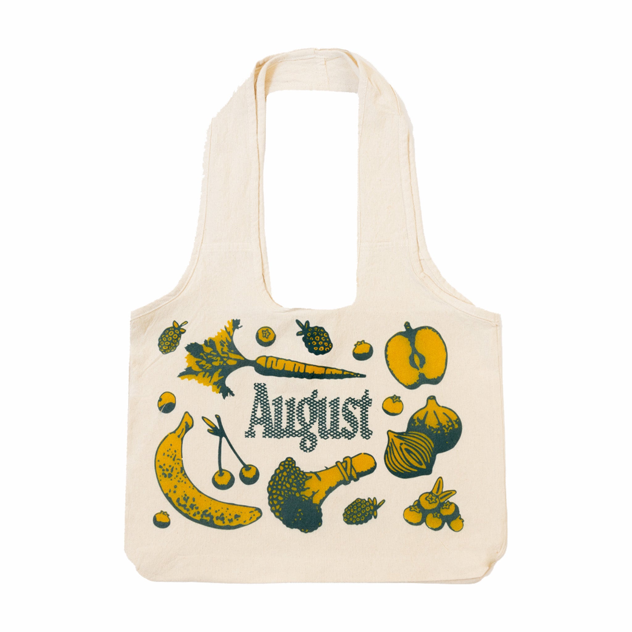 Agosto, August "Fresh Produce" Borsa in tela (naturale-giallo-verde)