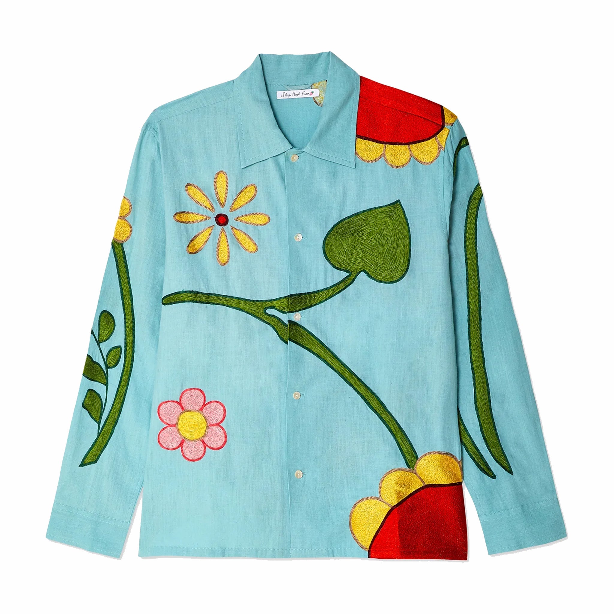 Abbigliamento da lavoro Sky High Farm, Camicia con fiori ricamati Sky High Farm Workwear (Azzurro)