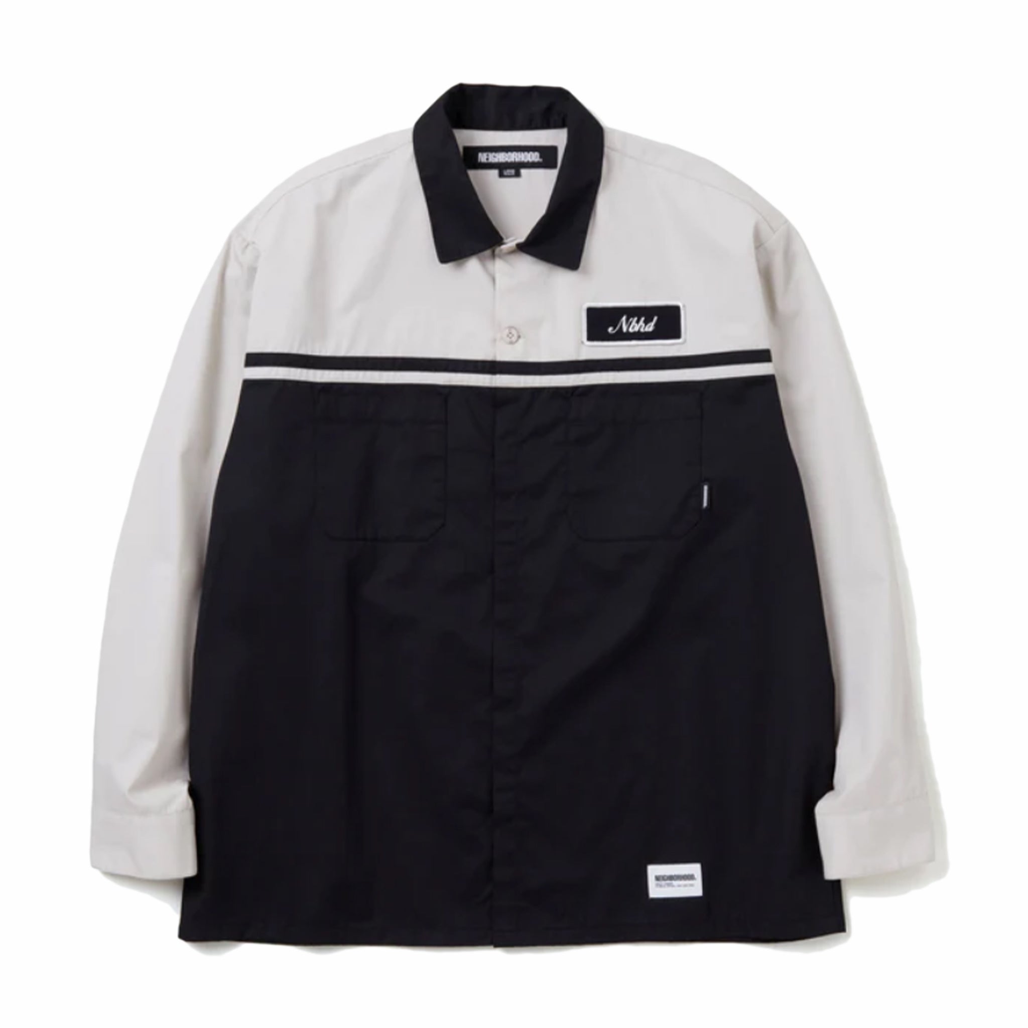 QUARTIERE, Camicia da lavoro bicolore Neighborhood LS (nero/beige)
