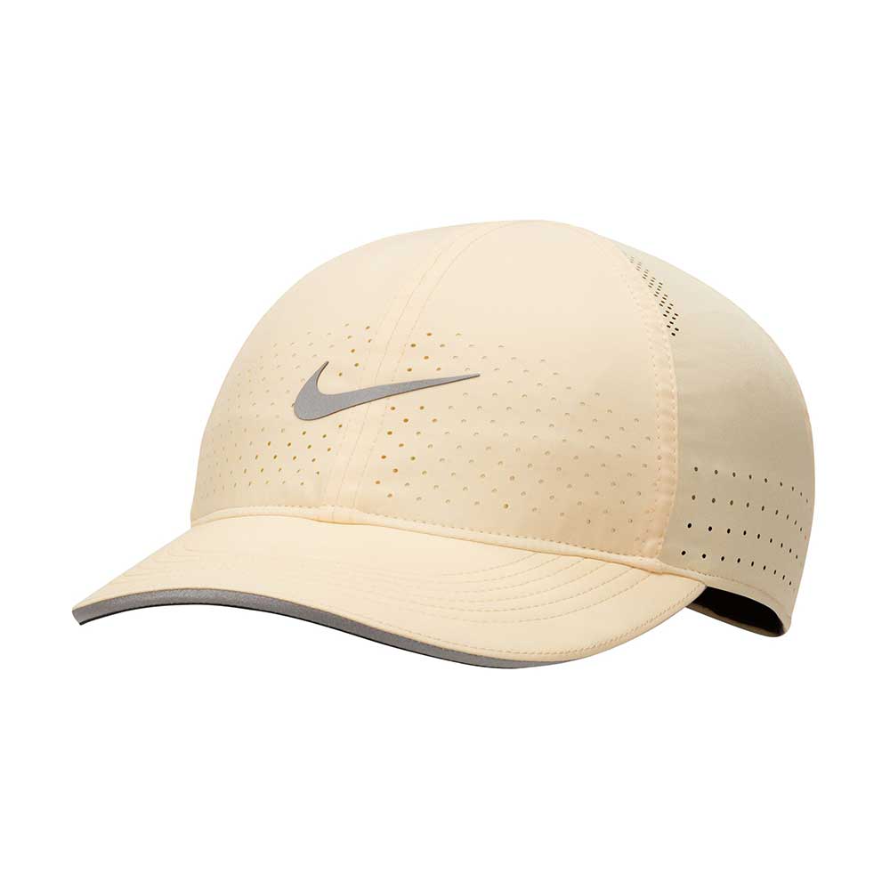 Nike, Cappellino da corsa Nike Featherlight Donna - Pale Vanilla/Argento riflettente