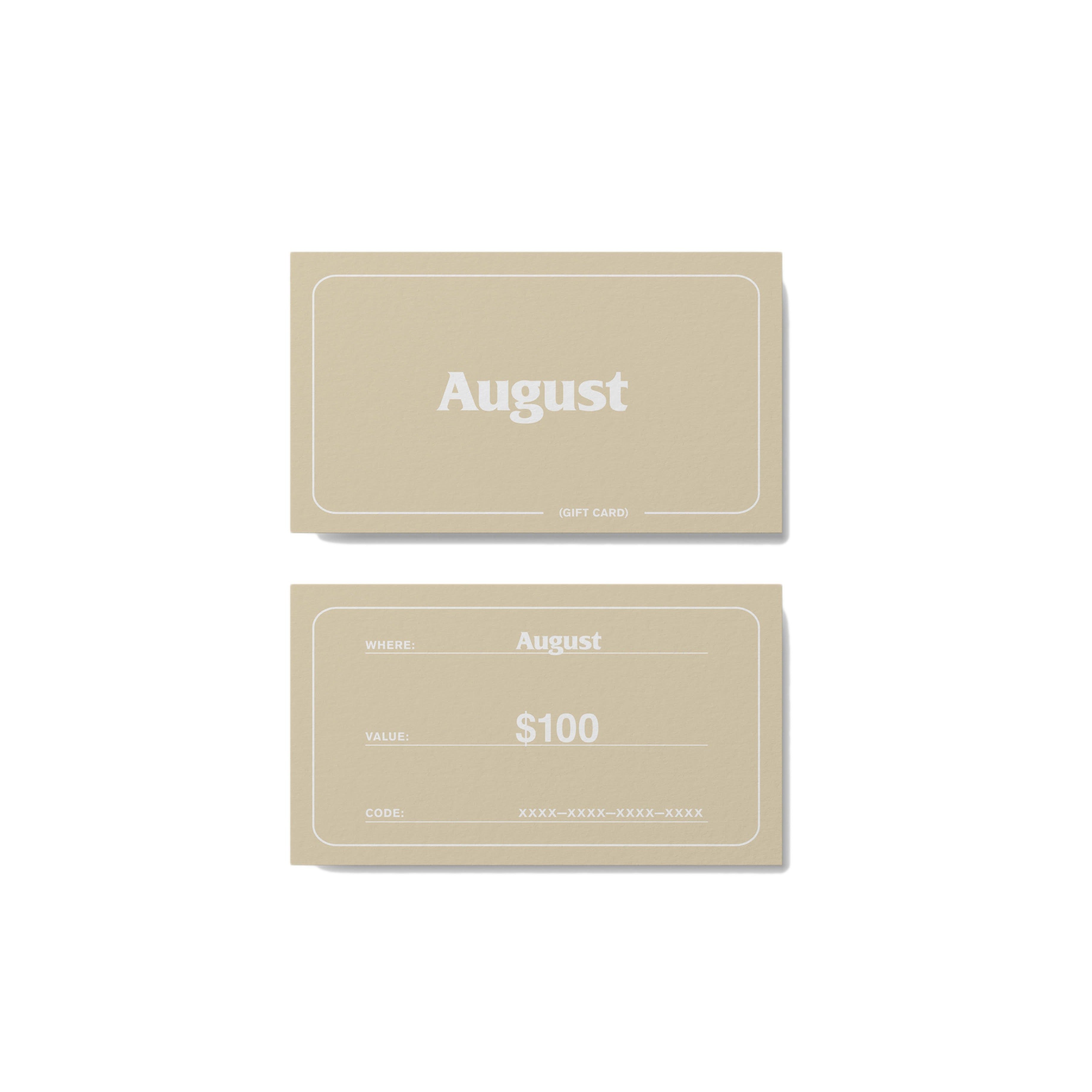 Agosto, Carta regalo di agosto (25$ - 300$)