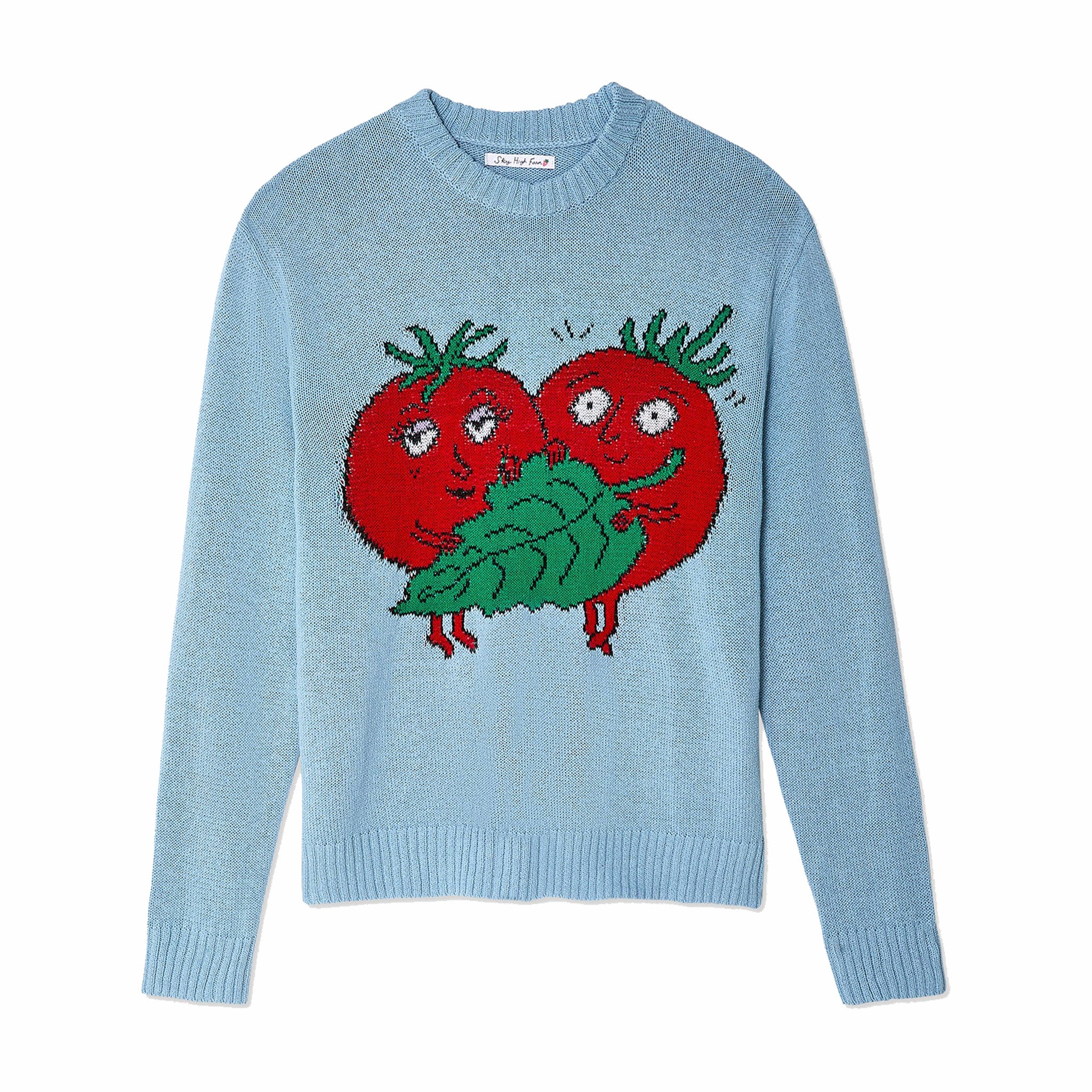 Abbigliamento da lavoro Sky High Farm, Maglione Sky High Farm Workwear Happy Tomatoes Intarsia Knit (azzurro)