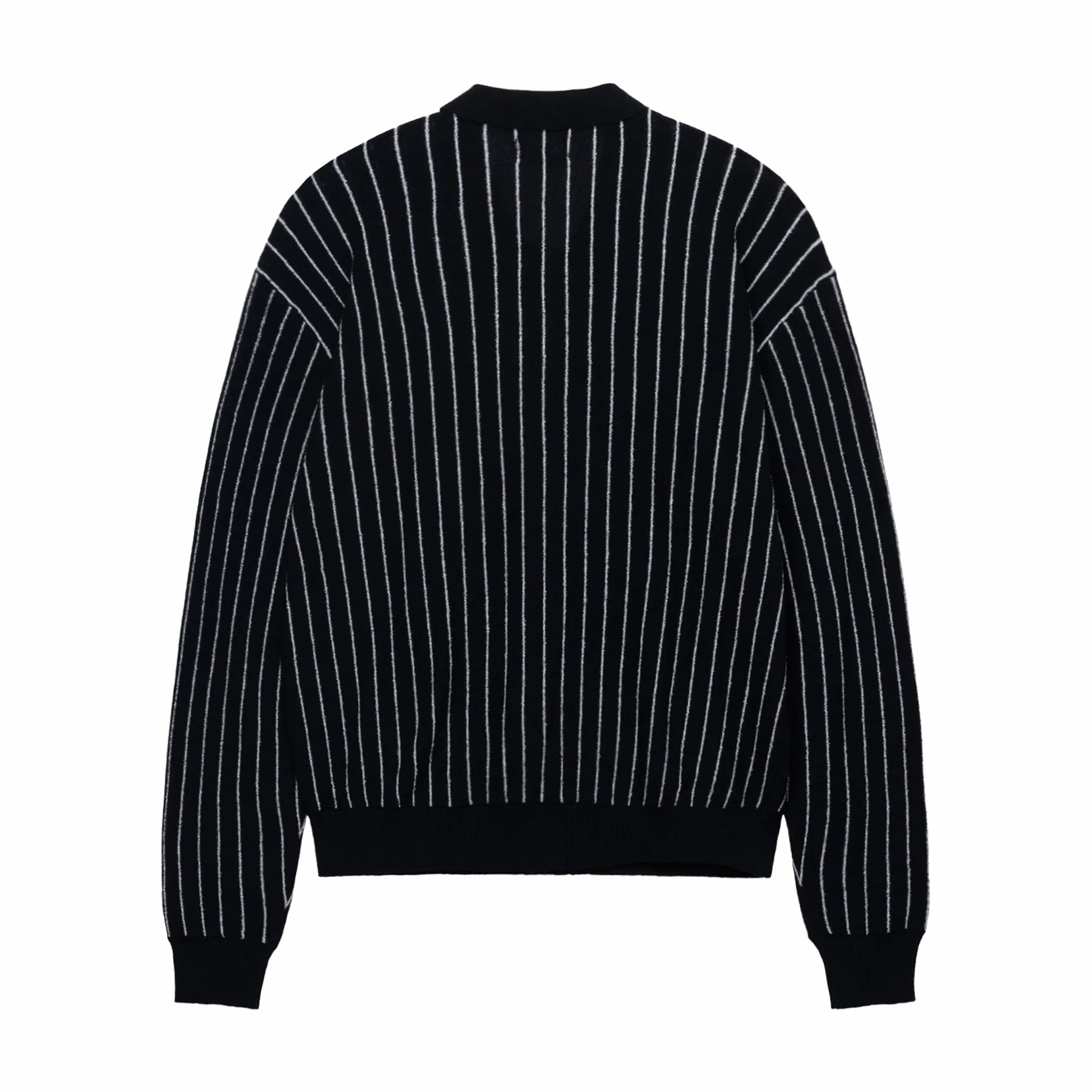Stussy, Polo Stussy Light Weight L/S Zip (Nero a righe)